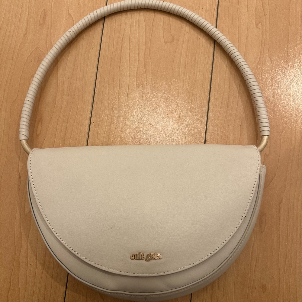 Cult Gaia White Crescent Shoulder Bag